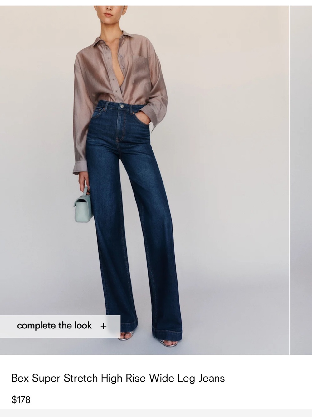 Reformation Dark Blue High-Rise Wide Leg Jeans